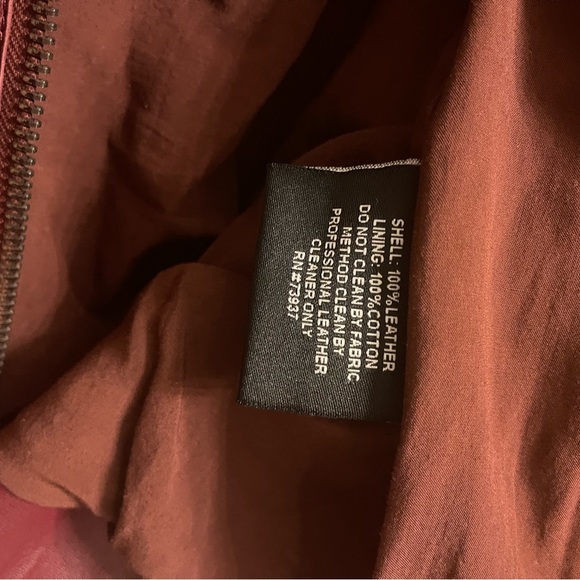 Burgundy Leather Jacket with Zipper Closure - Picture 8 of 11